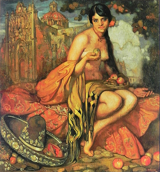 woman with fruit